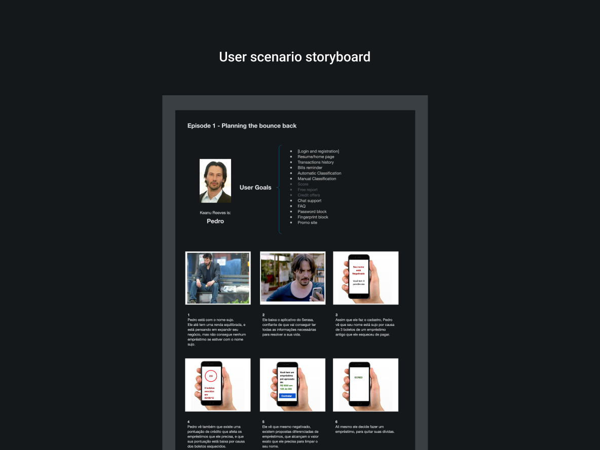 User scenario storyboard