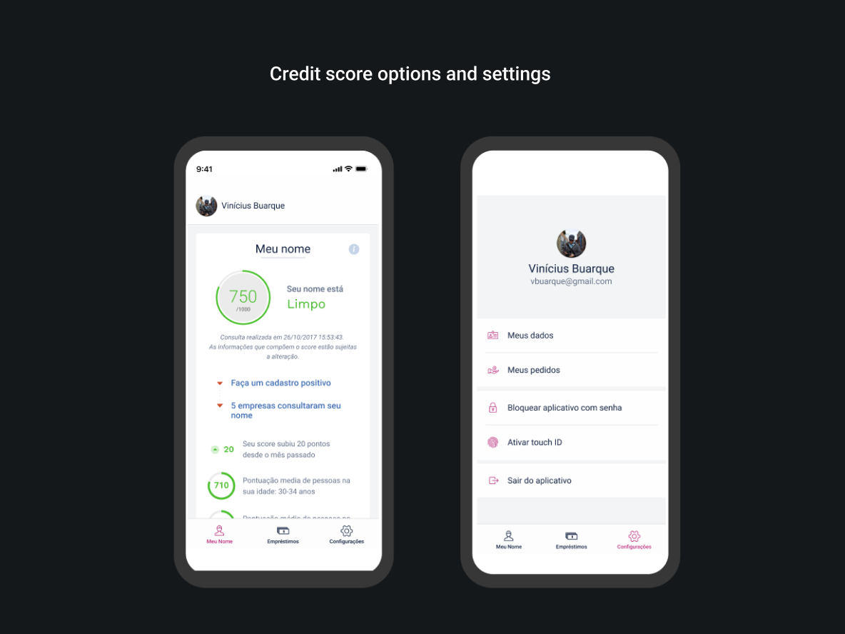 Credit score options and settings