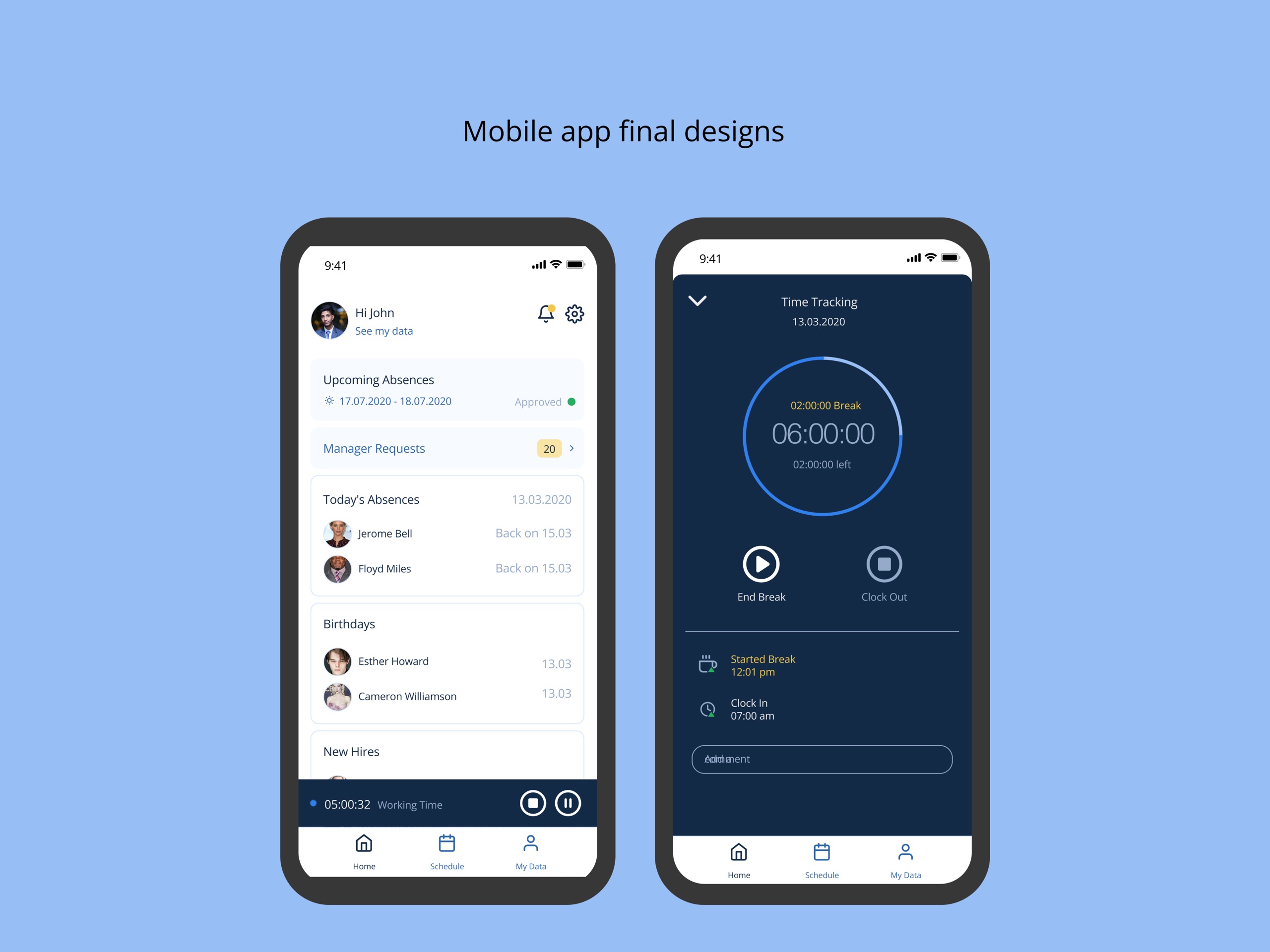 Mobile app final designs