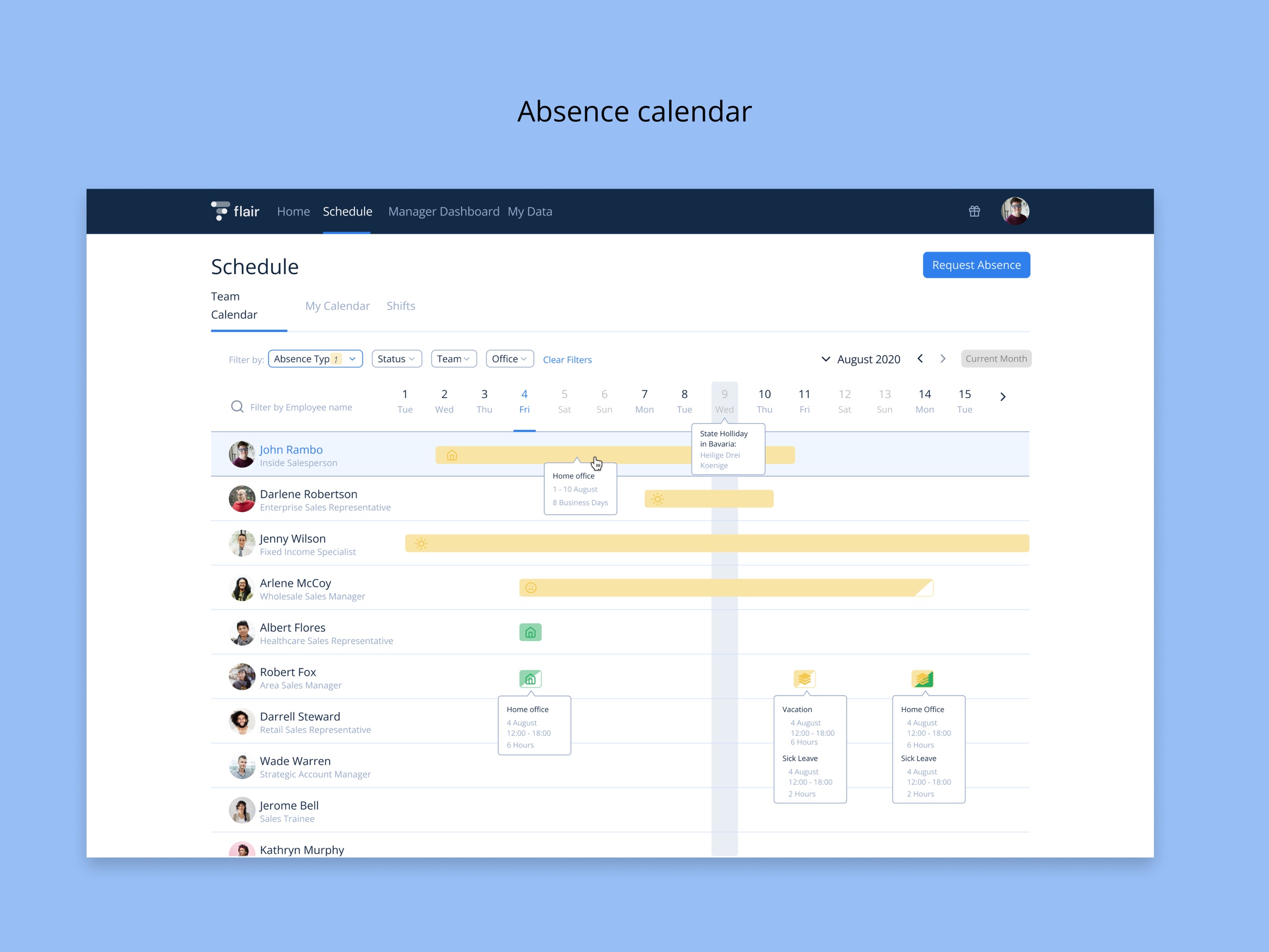 Absence calendar