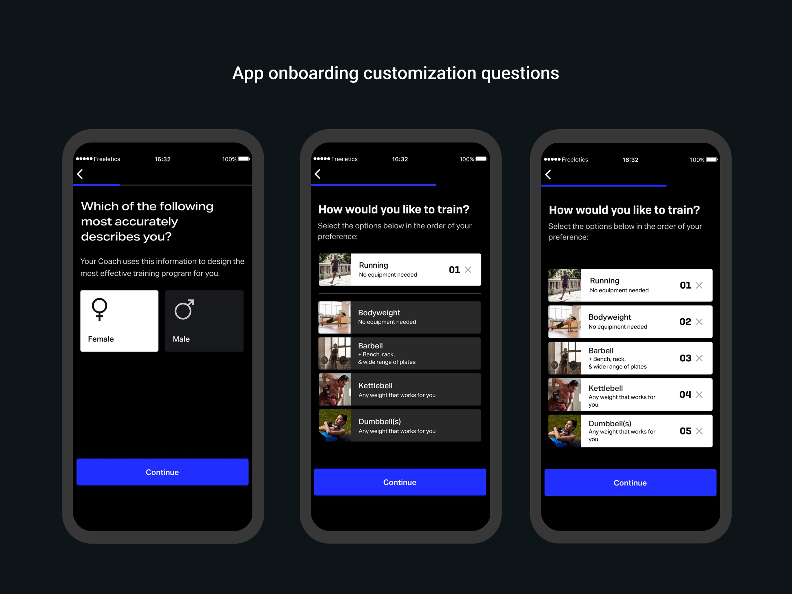 App onboarding customization questions