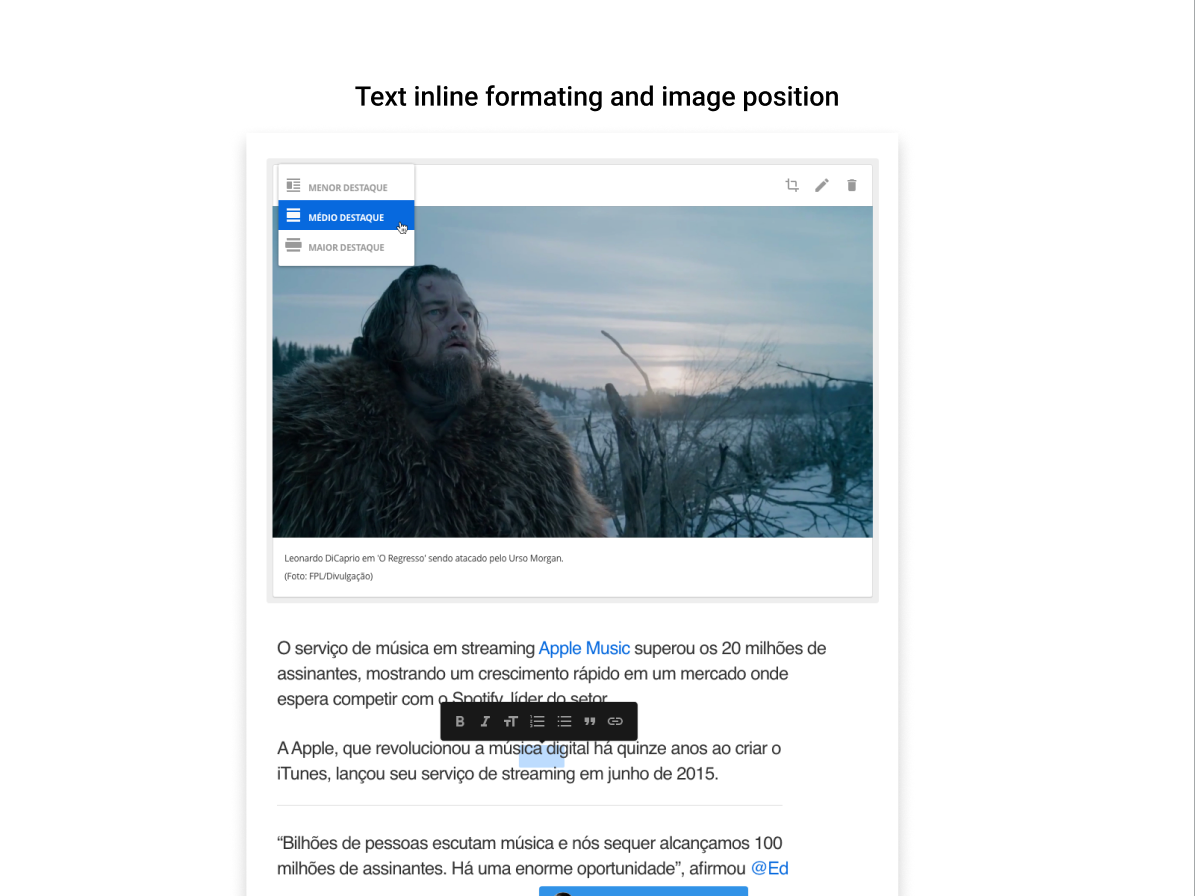 Text inline formatting and image position