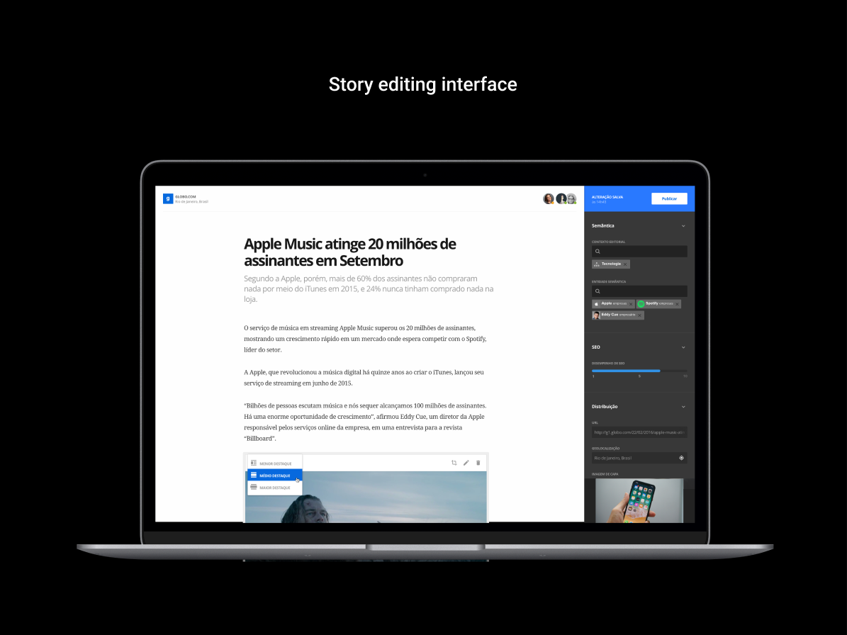Story editing interface