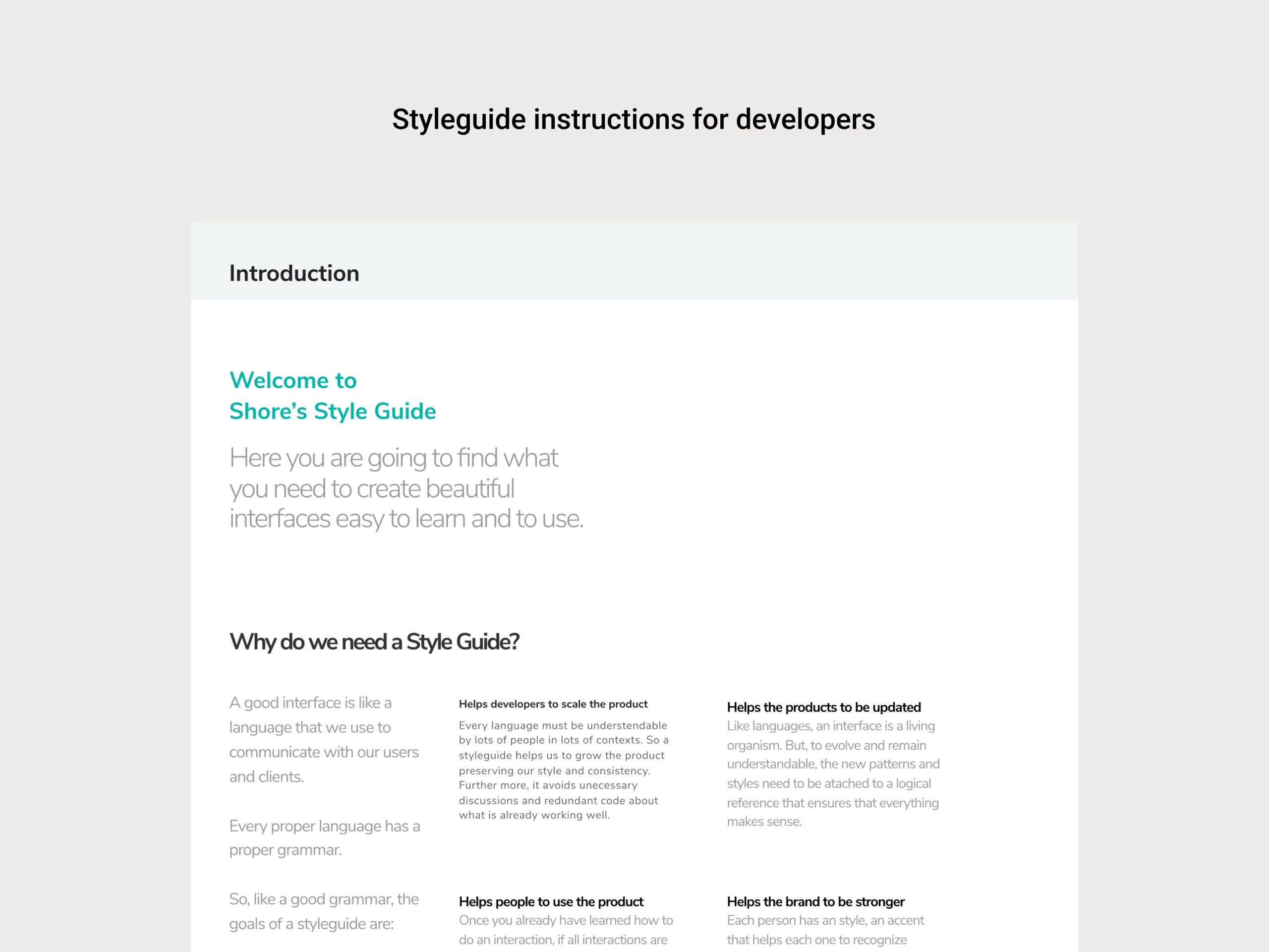 Styleguide instructions for developers