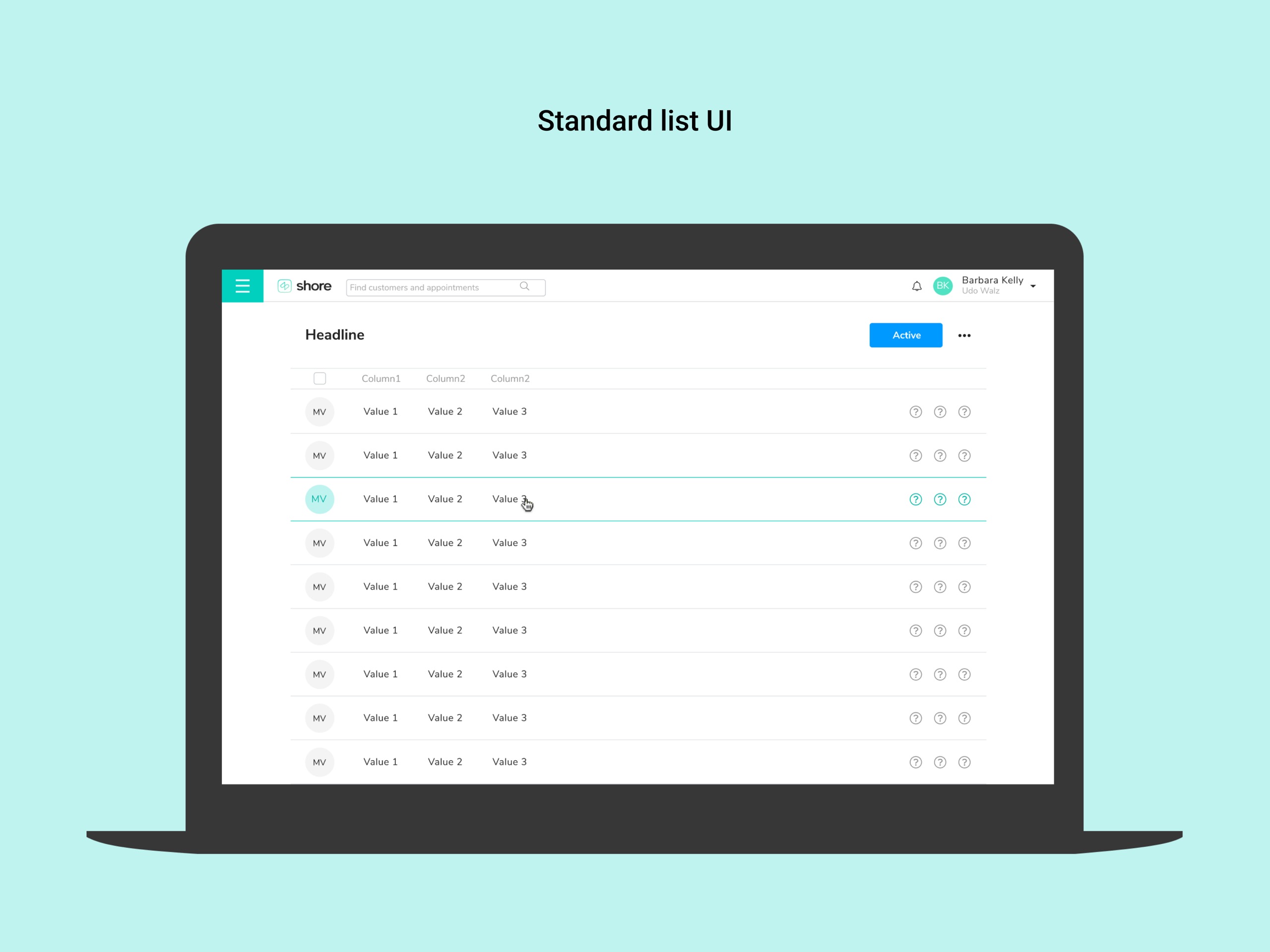 Standard list UI