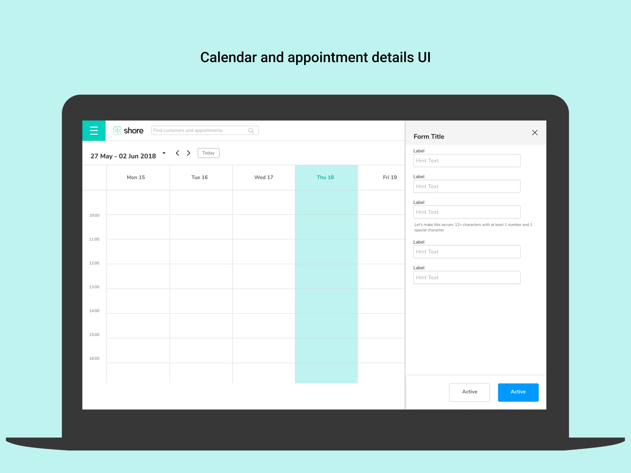 Calendar and appointment details UI