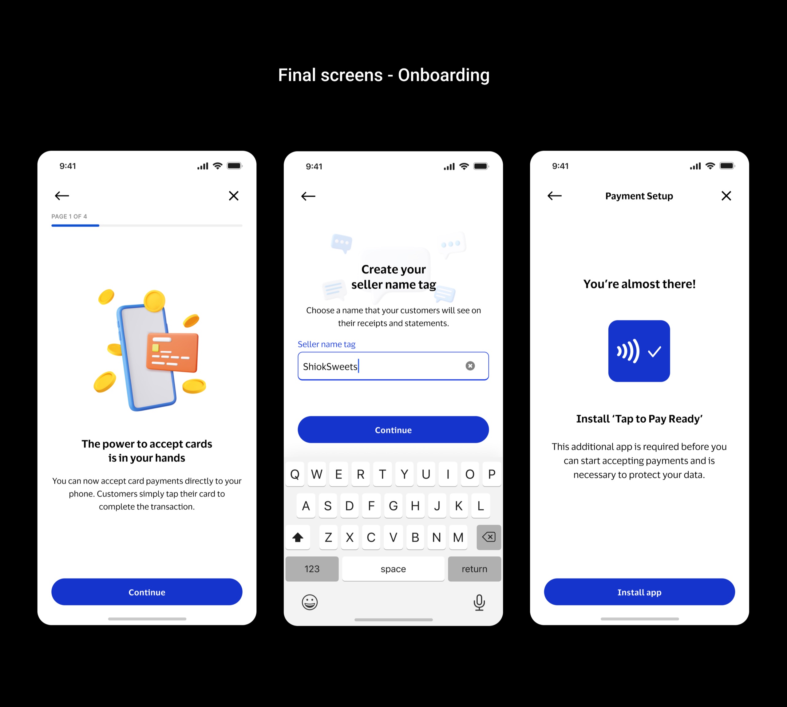 Final screens: onboarding