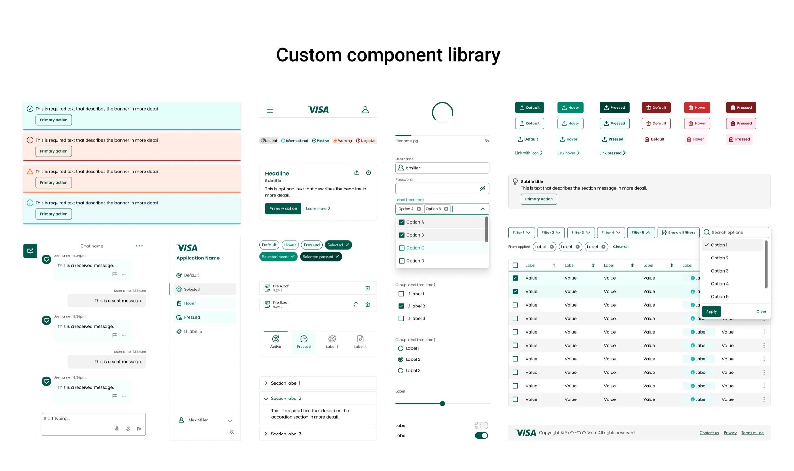 Custom component library generated in the Aries theme
