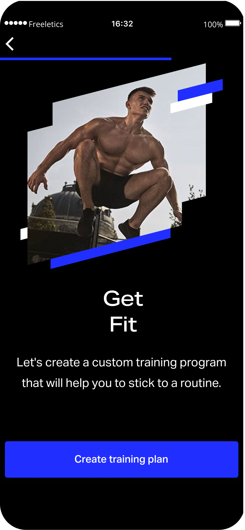 Freeletics onboarding screen: Get Fit